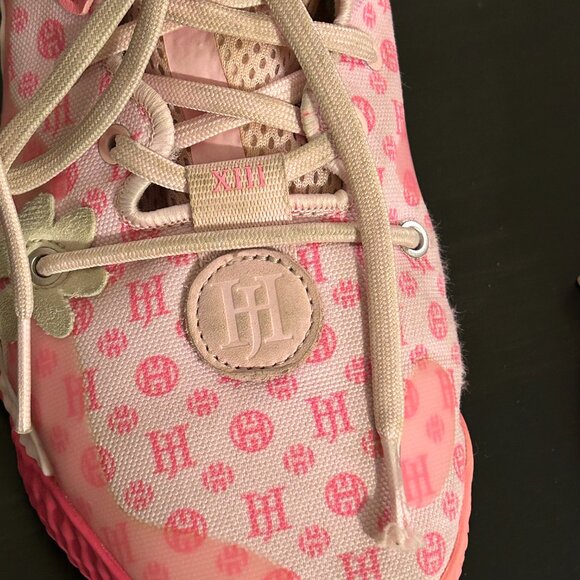 ADIDAS Harden Vol 6 Pink Monogram Athletic Sneakers Sz 6 Mens 8 Womens - Picture 6 of 8